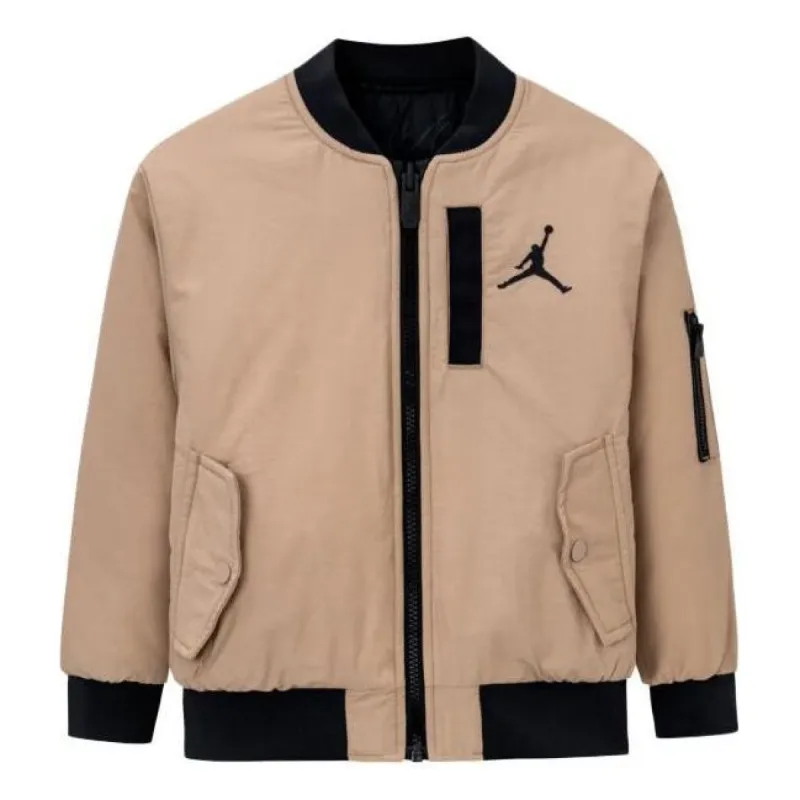 (GS) Air Jordan Reversible Bomber Jacket 'Tan Black' JD2342009PS-002 sold by KicksCrew