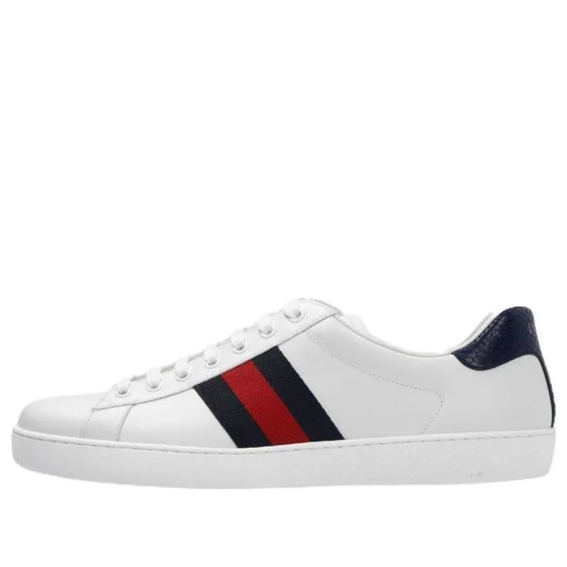 Gucci Ace Leather 'White Blue' 386750-02JR0-9072 sold by KicksCrew