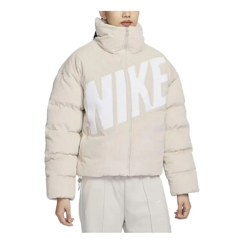 (WMNS) Nike Sportswear Essential Therma-FIT Oversized Corduroy Puffer 'Light Orewood Brown' FD8214-104 sold by KicksCrew