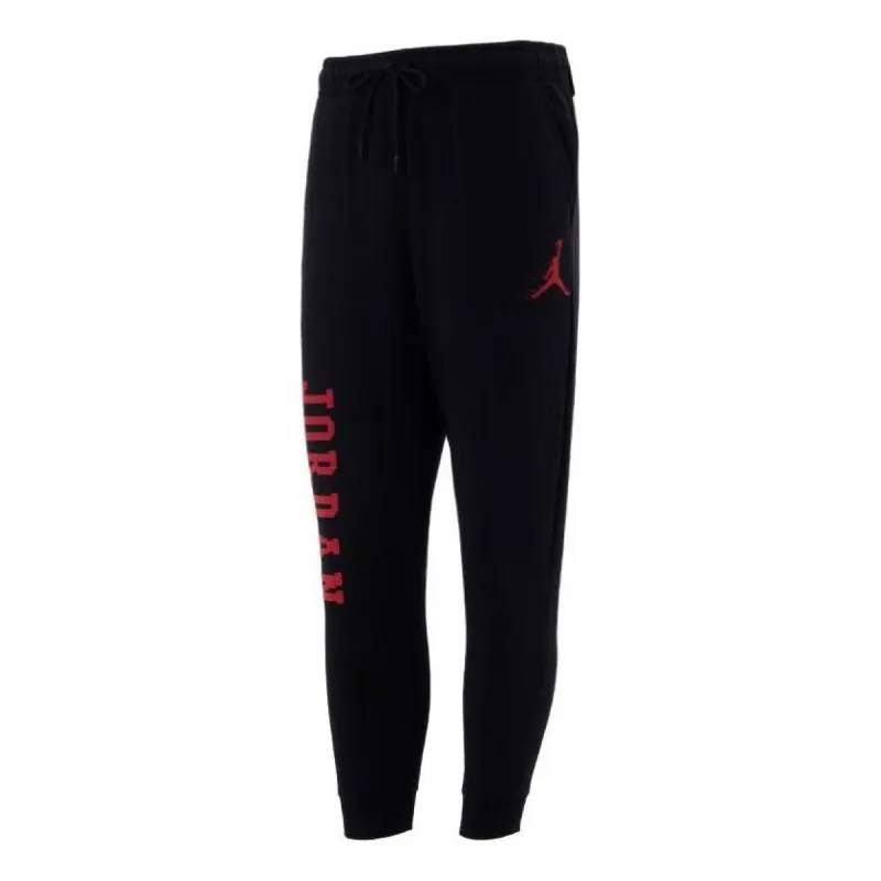 Air Jordan Essentials Holiday Fleece Pants 'Black Red' FD7468-010 sold by KicksCrew