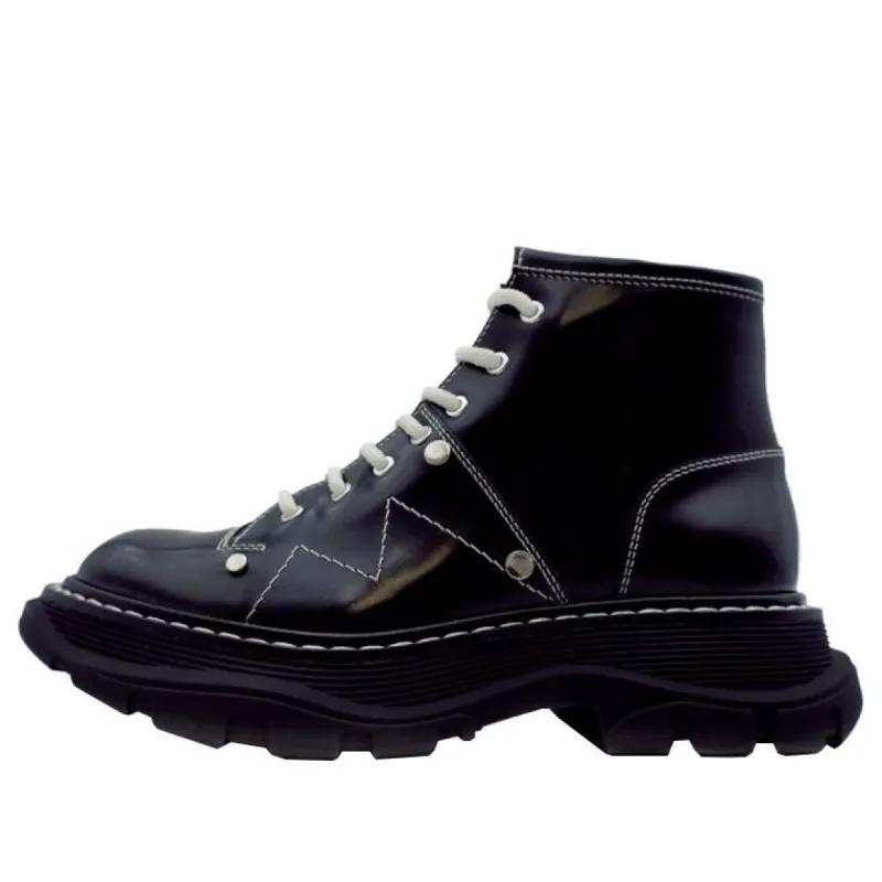 (WMNS) Alexander McQueen Tread Slick Boot 'Black Silver' 595469WHZ811090 sold by KicksCrew