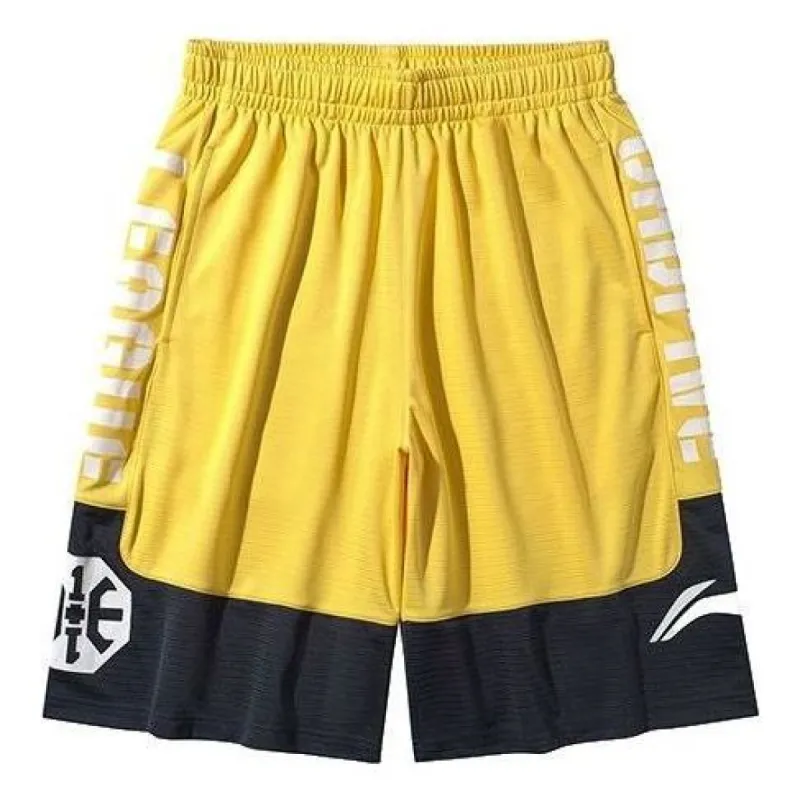 Li-Ning BadFive Basketball Shorts 'Yellow Black' AAPQ007-6 sold by KicksCrew