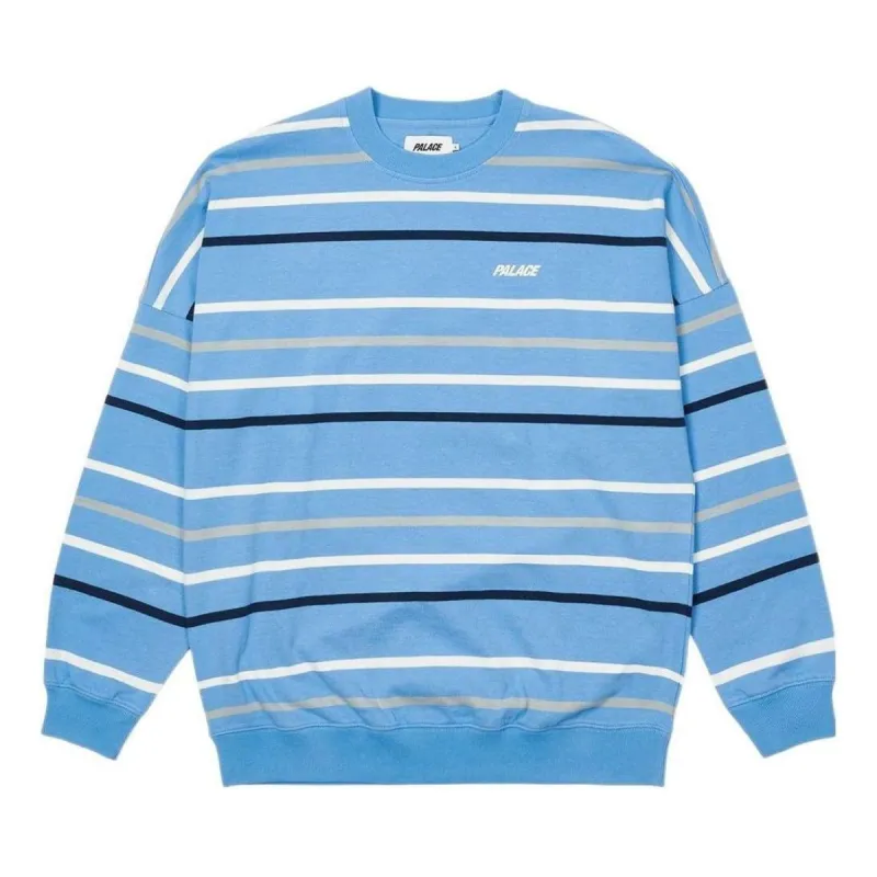Palace Stripe Drop Shoulder Crew 'Blue' P22ES066 sold by KicksCrew