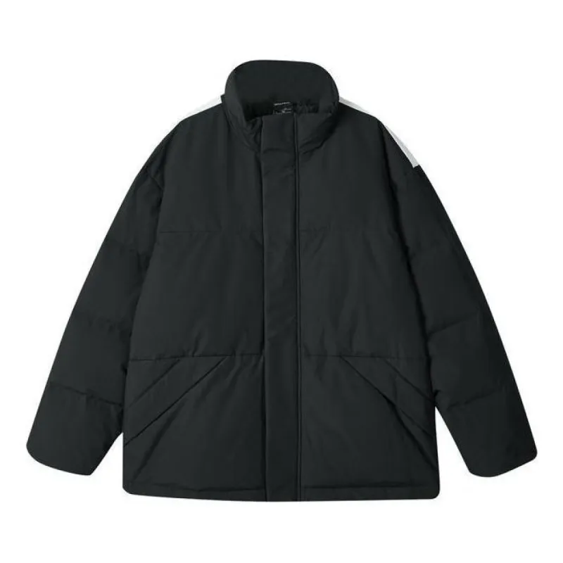 Skechers Sport Lifestyle Series Letter Printed Zip-up Down Jacket 'Black White Green' L423M087-0018 sold by KicksCrew