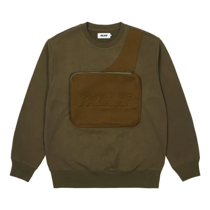 Palace SS22 Bag Crew Sweater 'Olivegreen' P22CS086 sold by KicksCrew