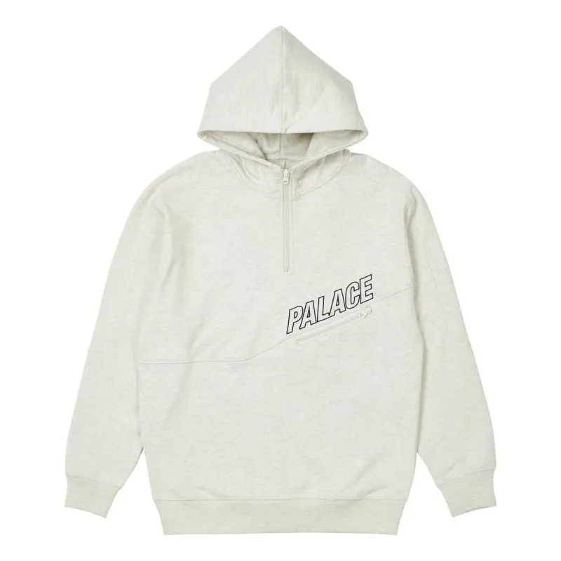 Palace SS22 Slant 1/4 Zip Hood Hoodie 'Grey' P22CS032 sold by KicksCrew