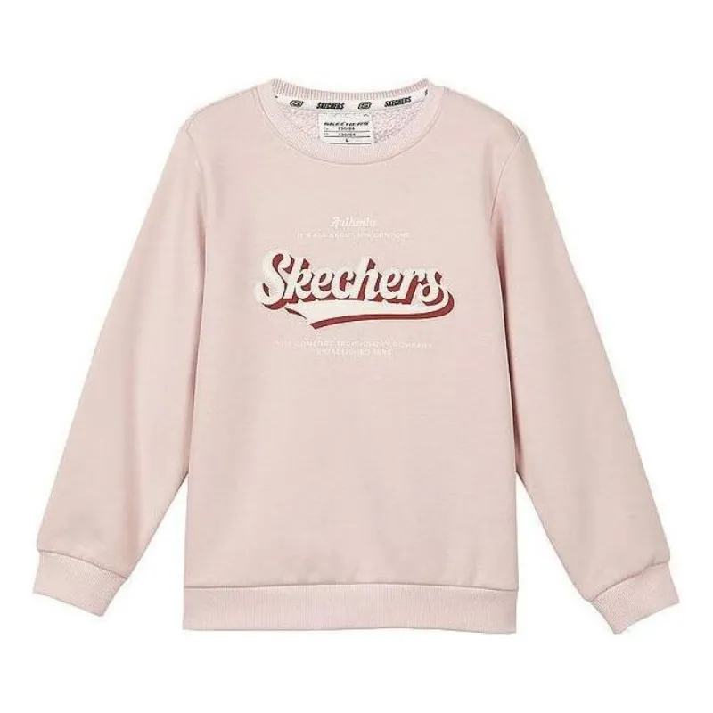 (GS) Skechers Colorful Casual Series Letter Round Neck Fleece Pullover Sweater 'Pink' L423K098-01NX sold by KicksCrew