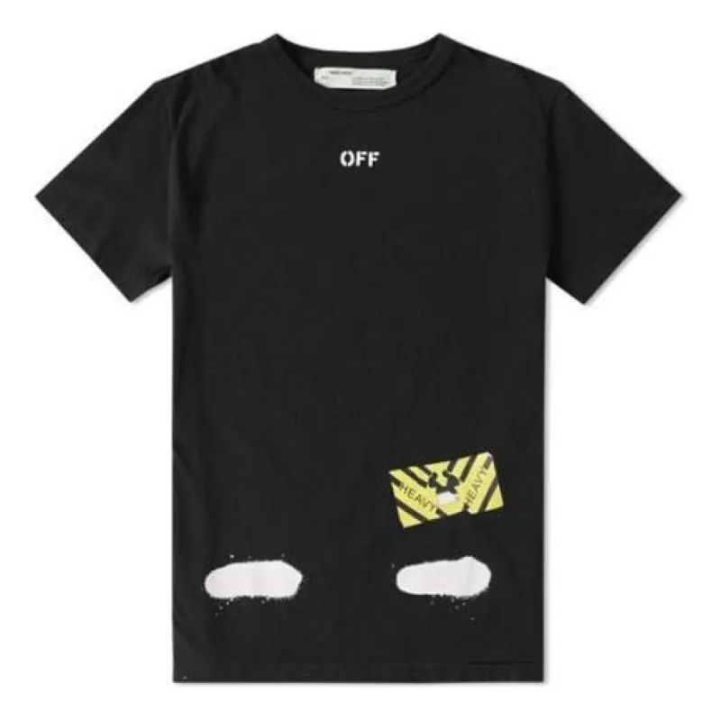 Men's Off-White C/O Virgil Abloh Tiger Stripes Splash Ink Short Sleeve Black T-Shirt OMAA002G20JER111001 sold by KicksCrew