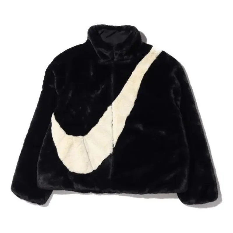 (WMNS) Nike Sportswear Oversized Swoosh Logo Jacket 'Black' CU6558-010 sold by KicksCrew