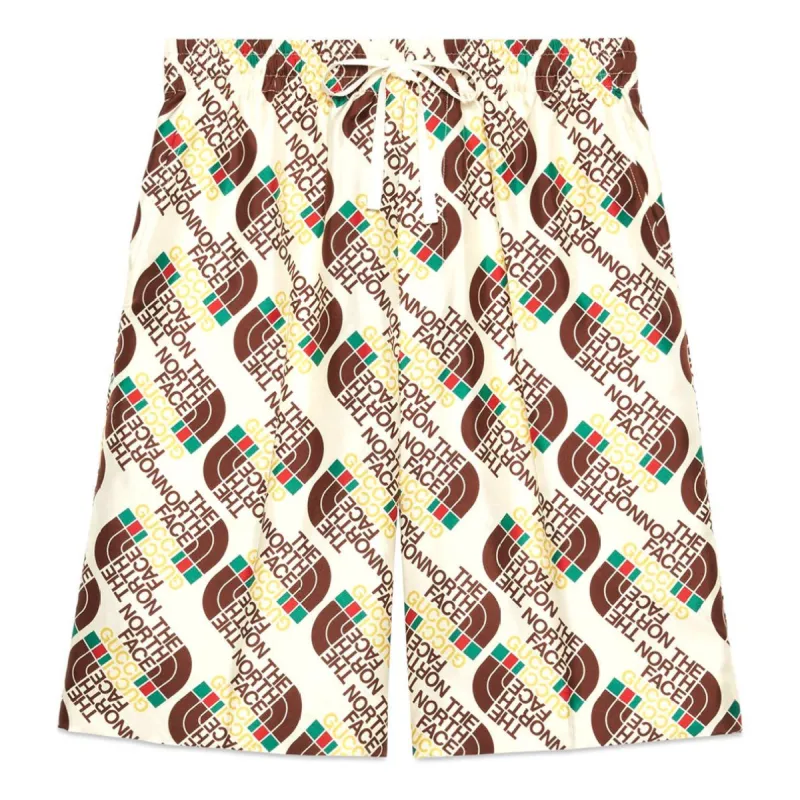 Gucci x The North Face Logo Web Print Silk Shorts 'Ivory Brown Green' 654771-ZAGUR-9117 sold by KicksCrew