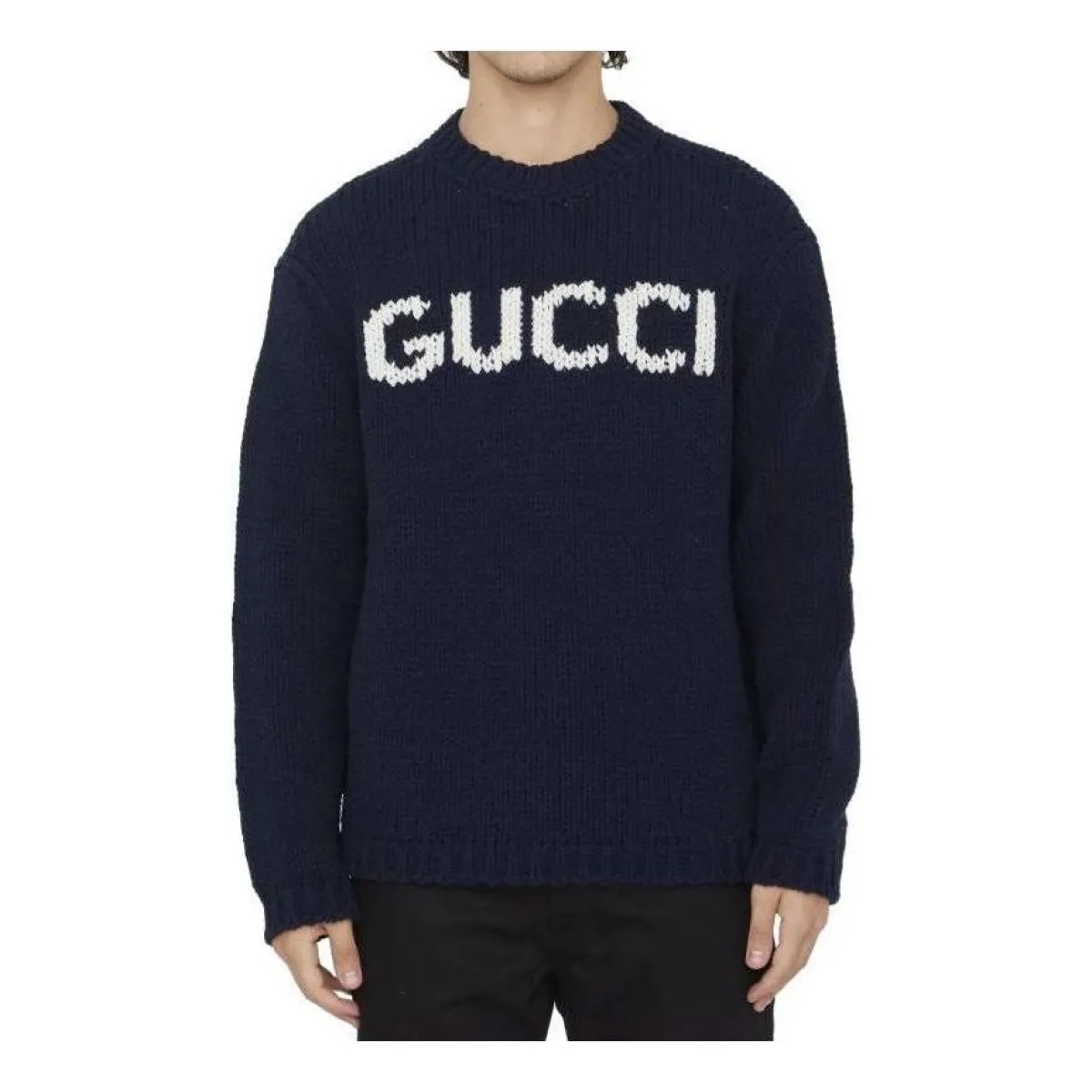 Gucci Knit Wool Jumper With Gucci Intarsia 'Blue Ivory' 761539-XKDK4-4492 sold by KicksCrew
