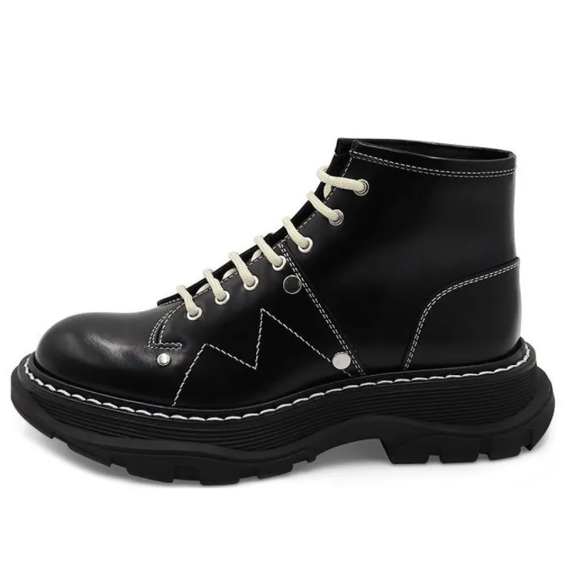 (WMNS) Alexander McQueen Tread Lace Up Boot 'Black Silver' 595469WHQSG1090 sold by KicksCrew