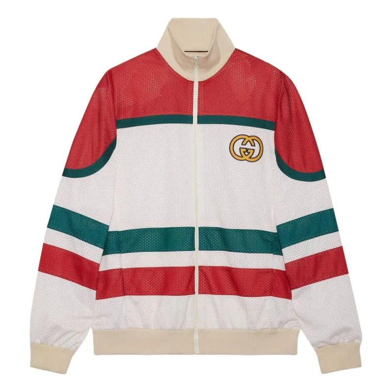 Gucci Mesh Fabric Zip Jacket 'Off White Red' 737369-XJFFK-9212 sold by KicksCrew