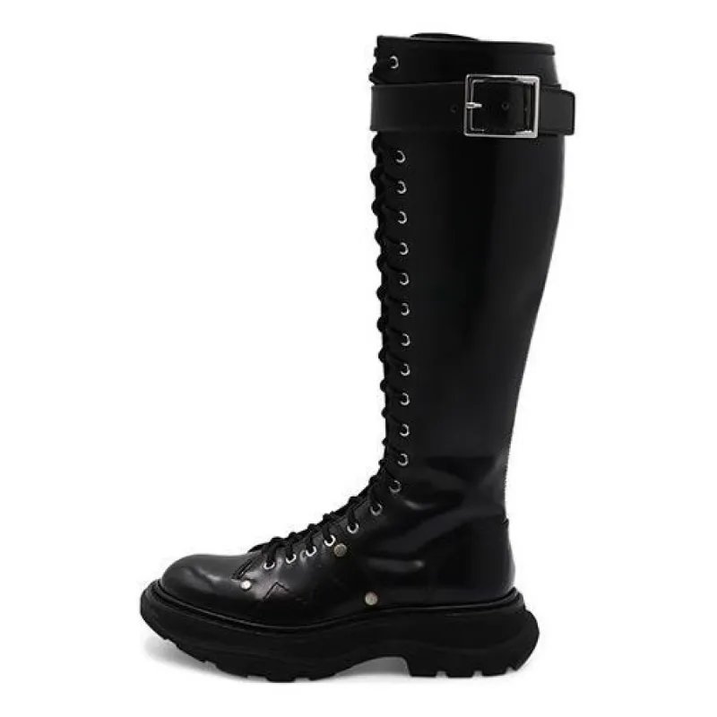 (WMNS) Alexander McQueen Tread Slick Boot 'Black' 595466WHZ811081 sold by KicksCrew