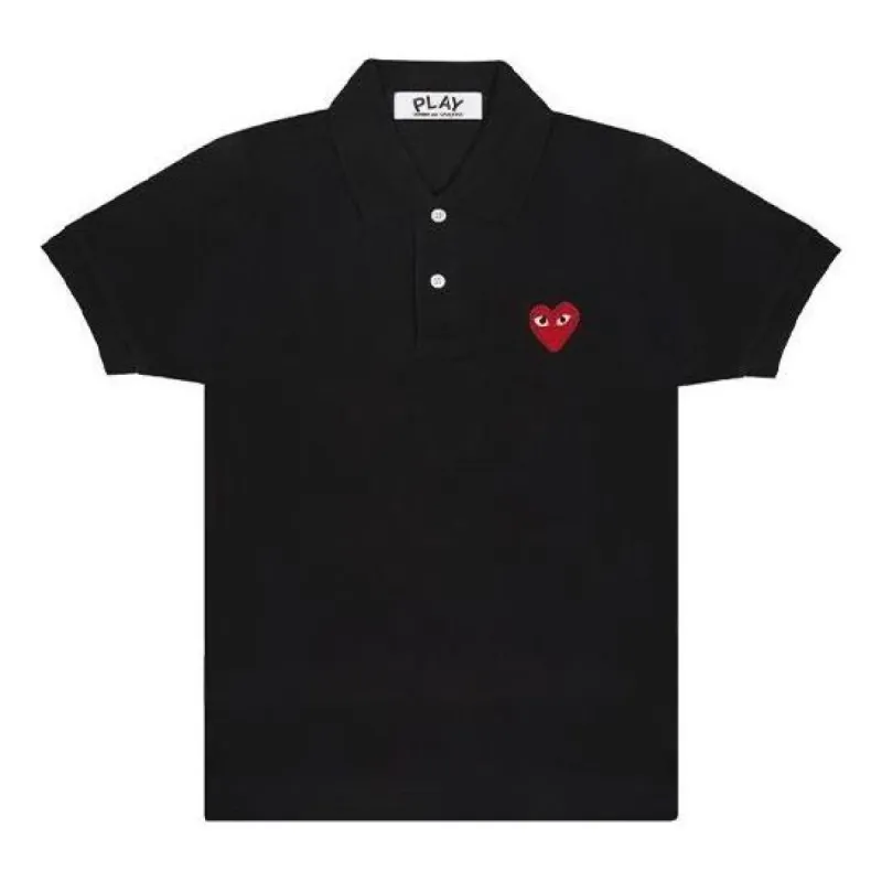 COMME des GARCONS PLAY Polo Red Emblem 'Black' AZ-T006-051-1 sold by KicksCrew