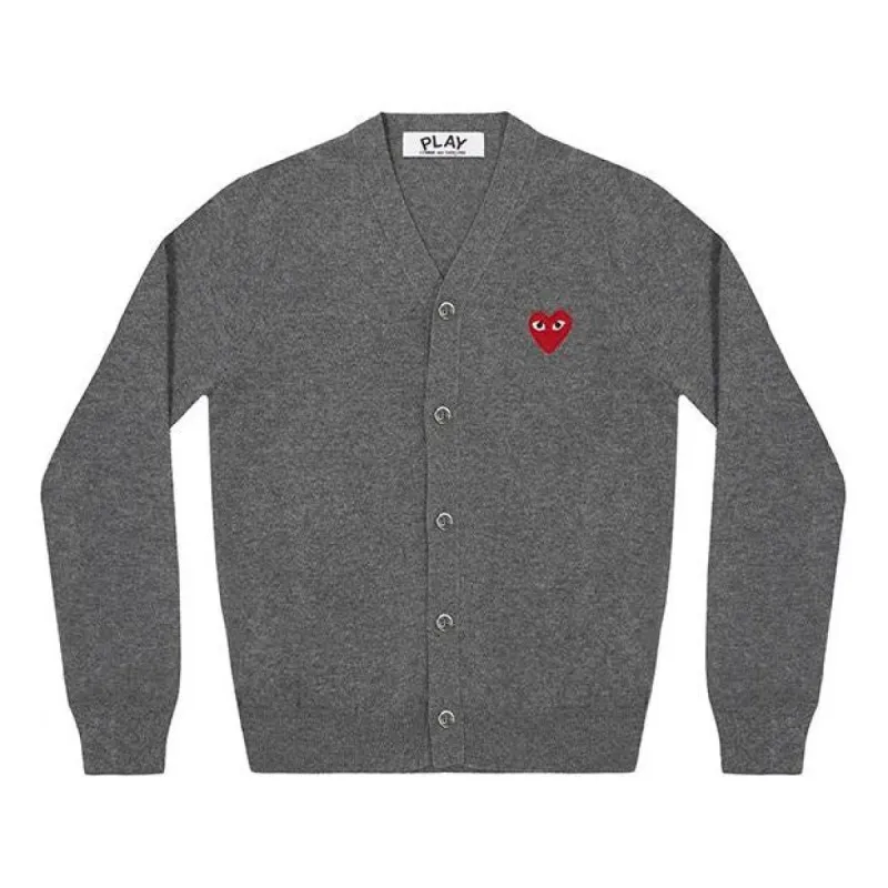 COMME des GARCONS PLAY Cardigan Red Emblem 'Grey' AZ-N008-051-3 sold by KicksCrew