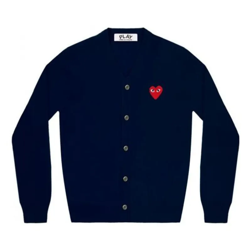 COMME des GARCONS PLAY Cardigan Red Emblem 'Navy' AZ-N008-051-2 sold by KicksCrew