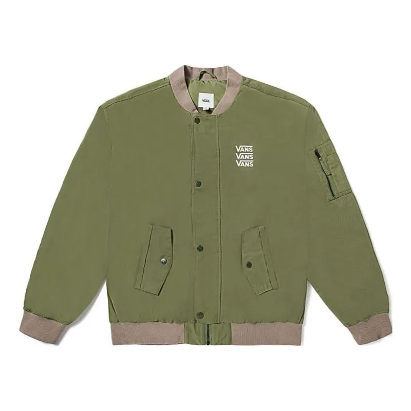 (WMNS) Vans Triple Logo Baseball Jacket 'Green' VN000BZEZBF sold by KicksCrew