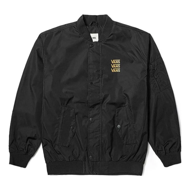 (WMNS) Vans Triple Logo Baseball Jacket 'Black' VN000BZEBLK sold by KicksCrew