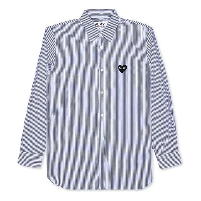 COMME des GARCONS PLAY Black Emblem Striped Button Down Shirt 'Blue' AZ-B018-051-1 sold by KicksCrew