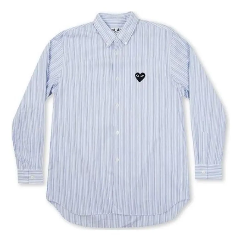 COMME des GARCONS PLAY Black Emblem Striped Button Down 'Light Blue' AZ-B010-051-1 sold by KicksCrew