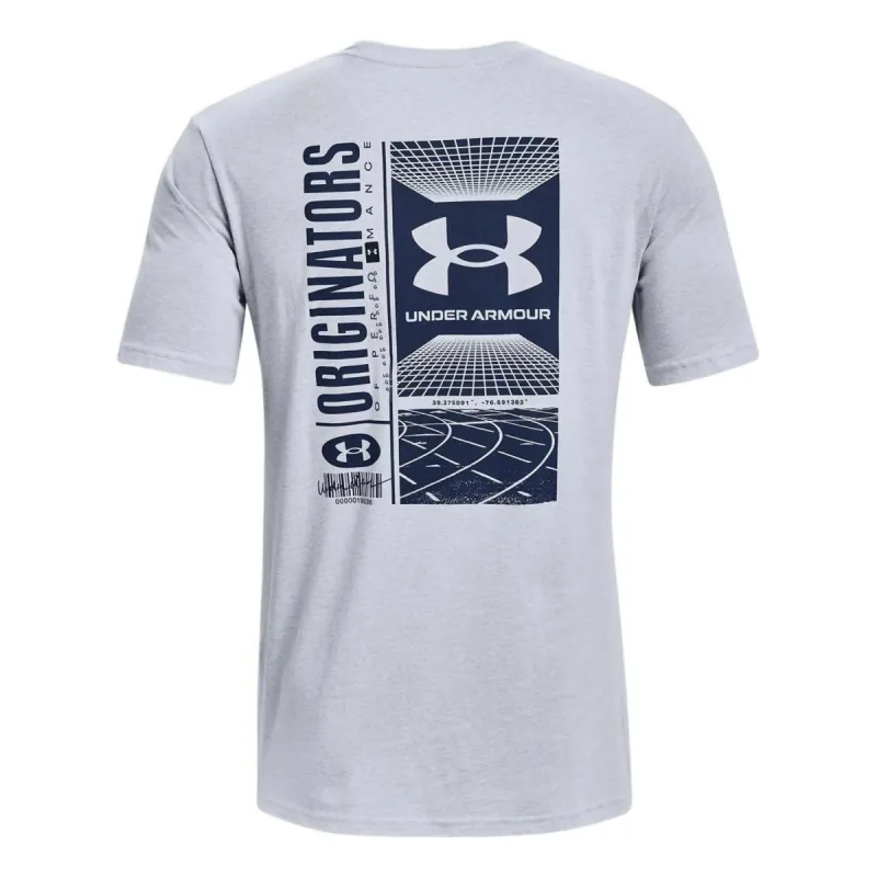 Under Armour Symbol Barcode T-shirt 'Grey Navy' 1370527-011 sold by KicksCrew