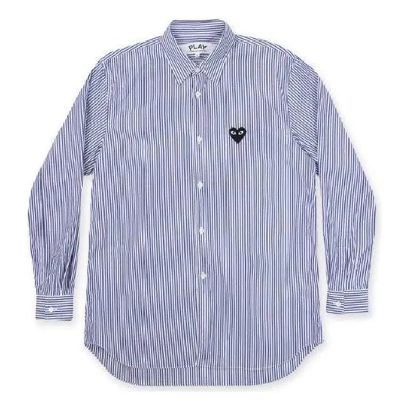 COMME des GARCONS PLAY Black Emblem Striped Button Down 'Blue' AZ-B008-051-1 sold by KicksCrew
