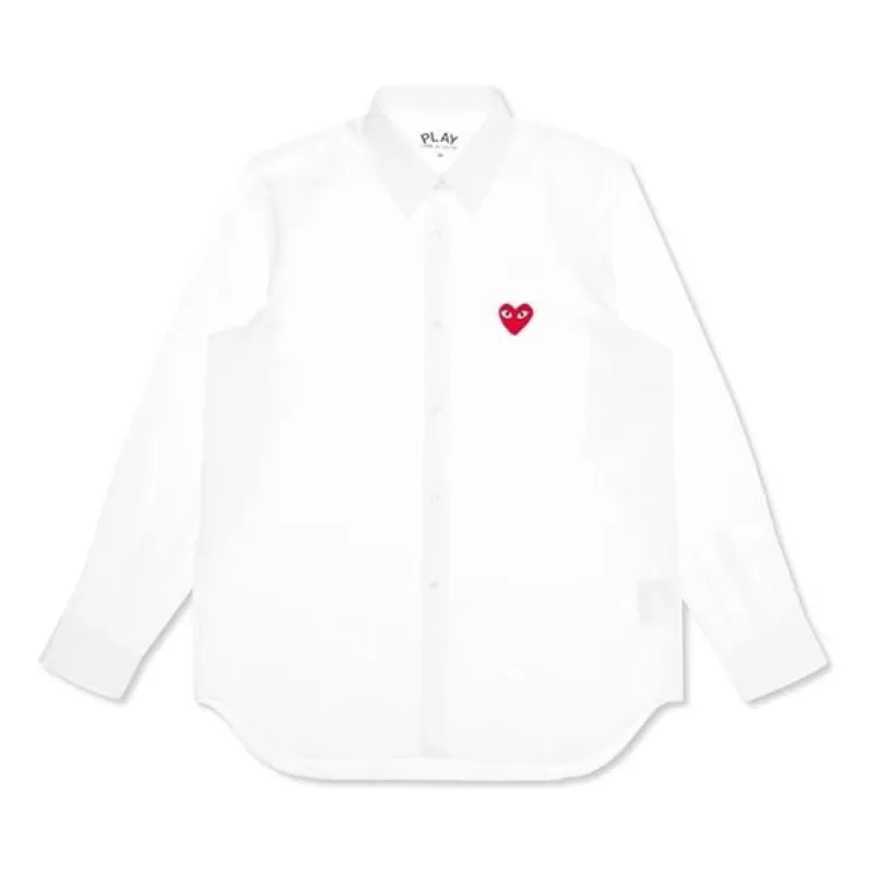 COMME des GARCONS PLAY Red Emblem Button Down 'White' AZ-B002-051-2 sold by KicksCrew