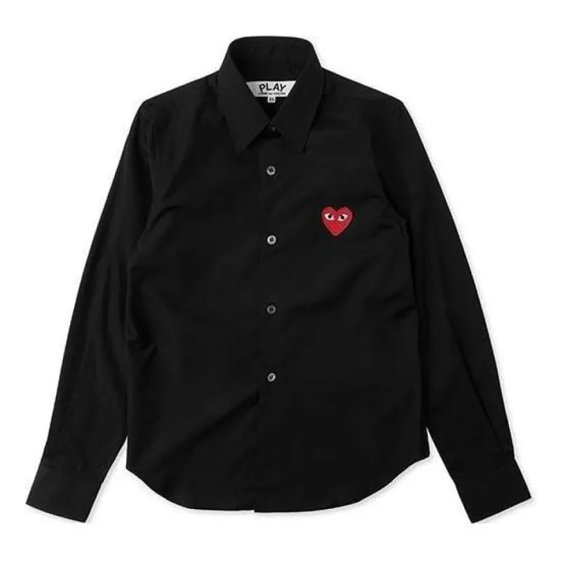 COMME des GARCONS PLAY Red Emblem Button Down 'Black' AZ-B002-051-1 sold by KicksCrew