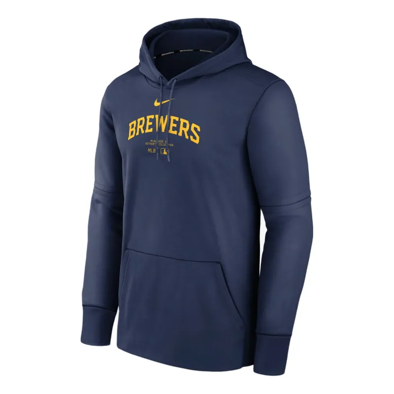 Nike Therma MLB Milwaukee Brewers Authentic Collection Practice Pullover Hoodie 'Navy' NAC3160NMZB-J37 made by Nike