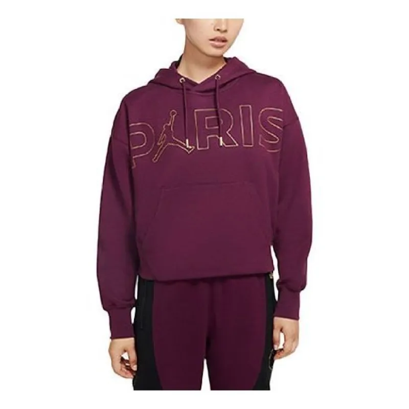 (WMNS) Air Jordan x PSG Fleece Hoodie 'Burgundy' CW3926-610 sold by KicksCrew