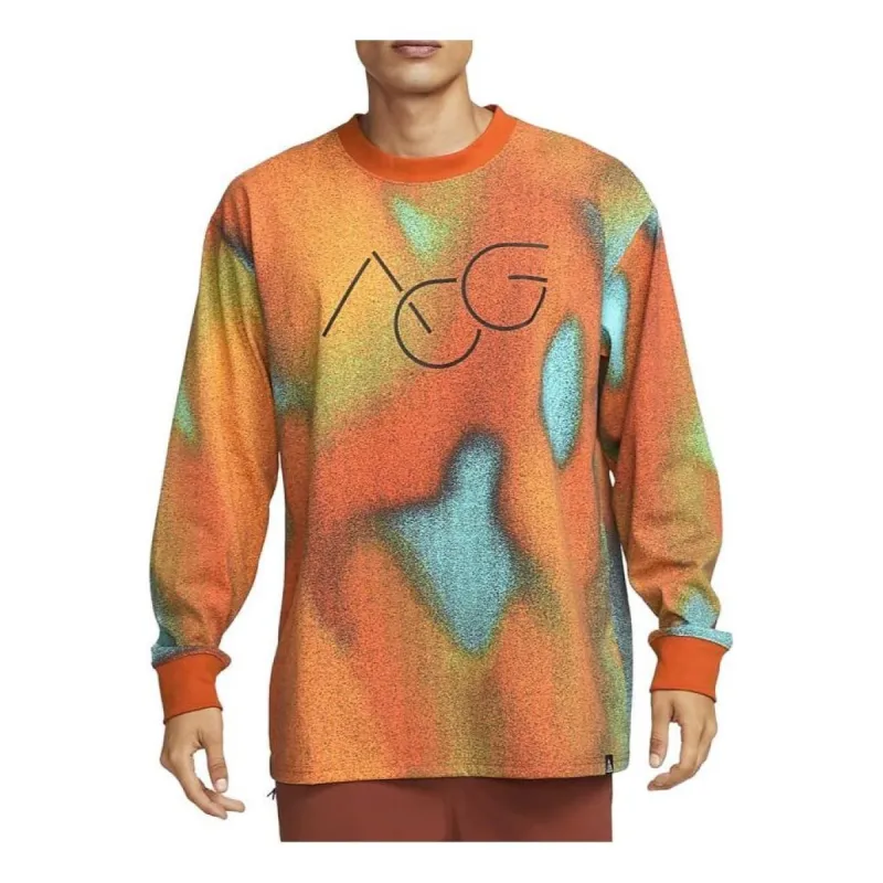 Nike ACG Allover Print Long Sleeve T-Shirt 'Orange' DV9664-719 sold by KicksCrew