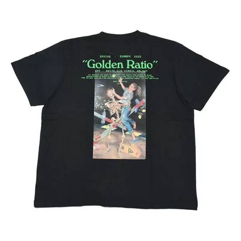 Men's Off-White C/O VIRGIL ABLOH Skeleton Painting Short Sleeve Loose Fit Black T-Shirt OMAA038R201850141088 sold by KicksCrew