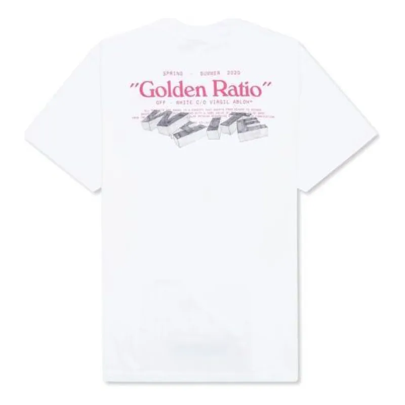 Men's Off-White Golden Ratio Yellow Gold Printing Short Sleeve White T-Shirt OMAA038R201850120188 sold by KicksCrew