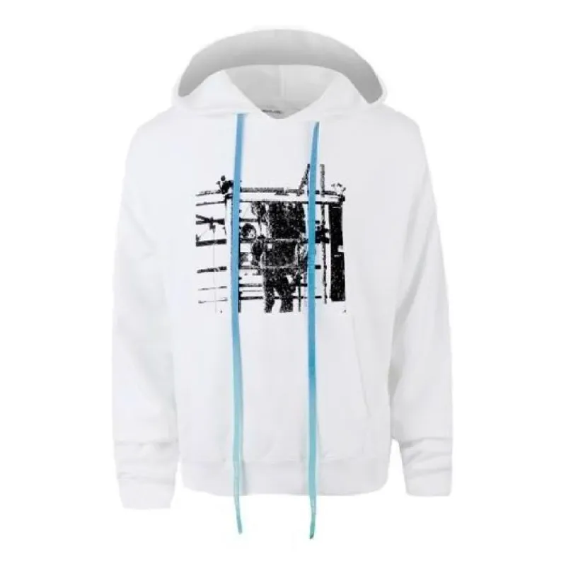 Men's Off-White Printed Logo Arrow Hooded Long Sleeves White OMBB037F19E300070110 sold by KicksCrew