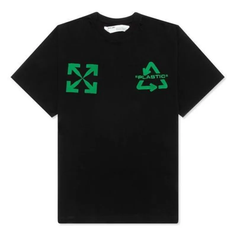Men's Off-White C/O VIRGIL ABLOH Embroidered Logo Printing Short Sleeve Loose Version Black T-Shirt OMAA038S201850131044 sold by KicksCrew