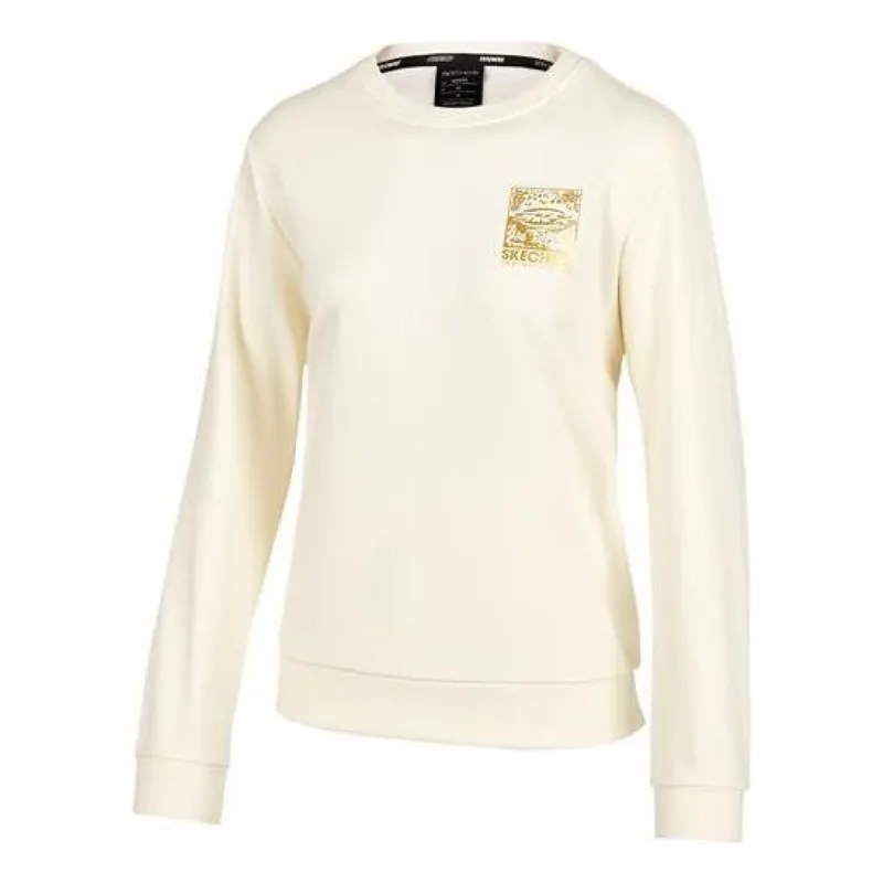 (WMNS) Skechers x SKX Logo Printed Crew Sweater 'White Yellow' P122W009-00NA sold by KicksCrew