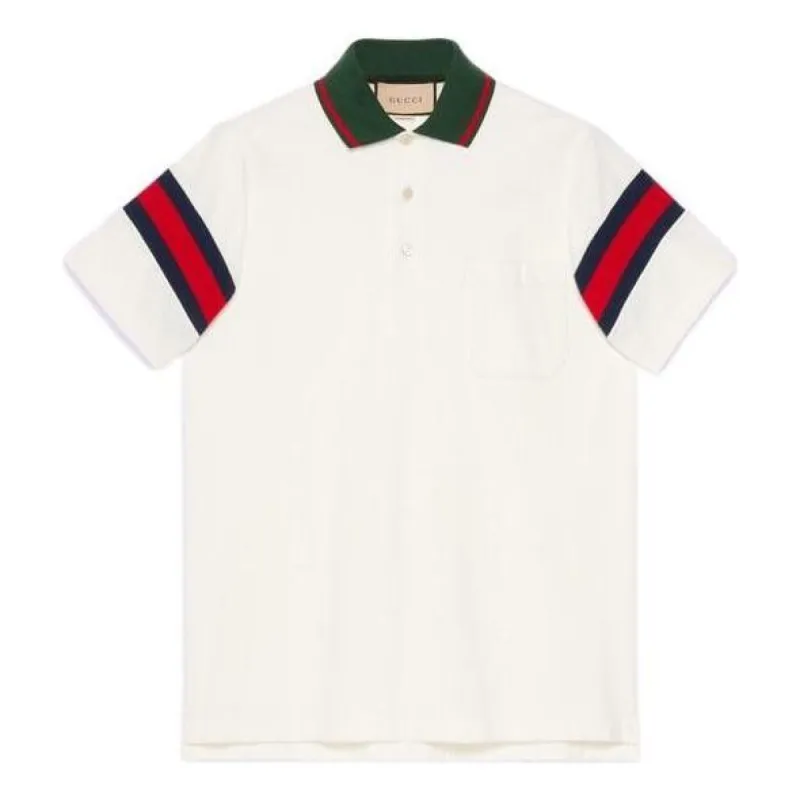 Gucci Cotton Jersey Polo With Web 'White' 713997-XJETR-9088 sold by KicksCrew