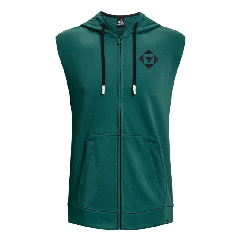 Under Armour Project Rock Heavyweight Terry Sleeveless Full-Zip Hoodie 'Green Teal' 1377434-722 sold by KicksCrew