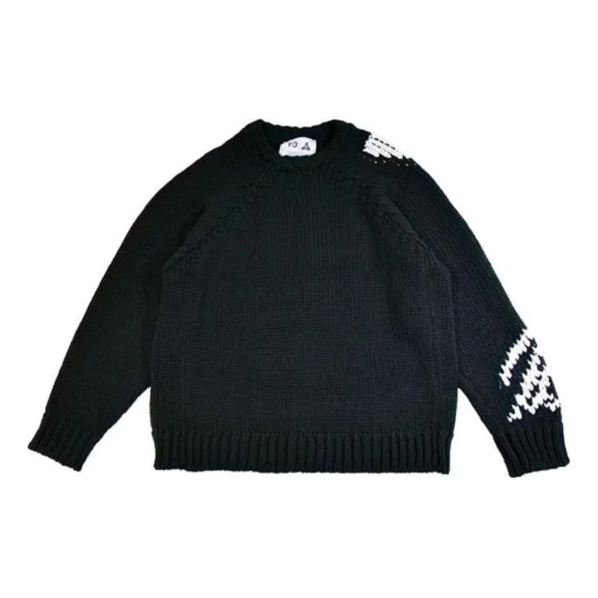 「Y's」pullover black knitt Y's by Yohji Yamamoto Irregular Argyle Oversized Knit Black