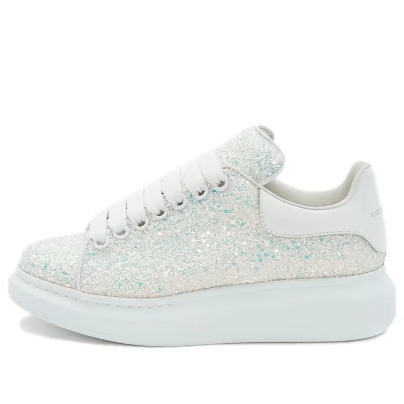(WMNS) Alexander McQueen Oversized Glitter Sneaker 'Silver' 558944W4SA18316 sold by KicksCrew
