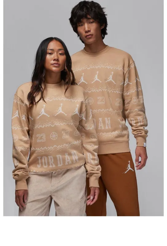 Air Jordan Essentials Holiday Fleece Crew 'Hemp' FD7463-200 sold by KicksCrew