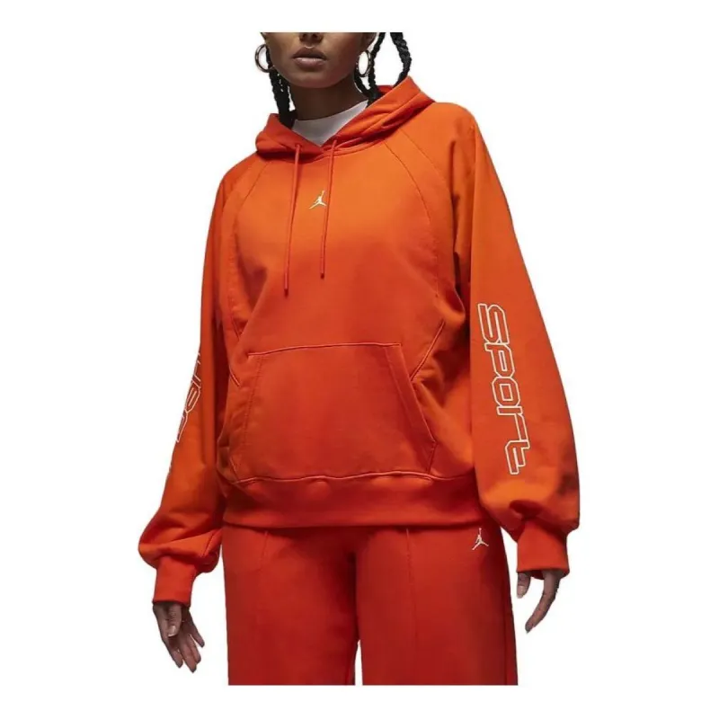 (WMNS) Air Jordan Sport Graphic Fleece Hoodie Aisa Sizing 'Orange' FD7374-633 sold by KicksCrew