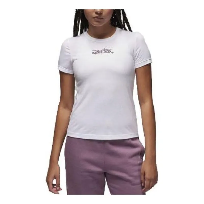 (WMNS) Air Jordan Slim Graphic T-Shirt 'White Mauve' FD7241-100 sold by KicksCrew
