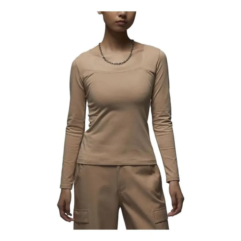 (WMNS) Air Jordan Long Sleeve Top 'Tan' FB5201-277 sold by KicksCrew