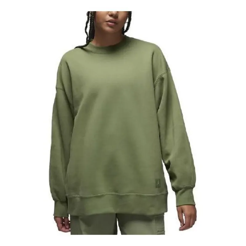 (WMNS) Air Jordan Flight Fleece Crewneck Sweatshirt 'Green' FB5117-340 sold by KicksCrew