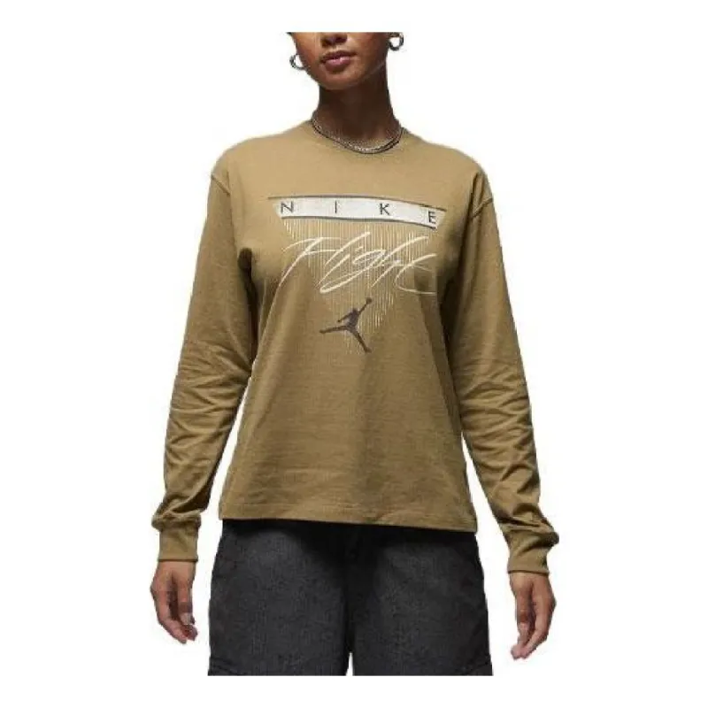 (WMNS) Air Jordan Long-Sleeve Graphic T-Shirt 'Brown' FD7205-395 sold by KicksCrew