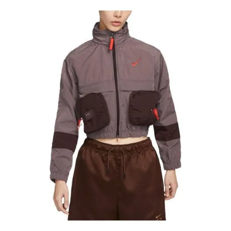 (WMNS) Nike AS NSW City Utility Woven Jacket 'Burgundy' DV8035-291 sold by KicksCrew