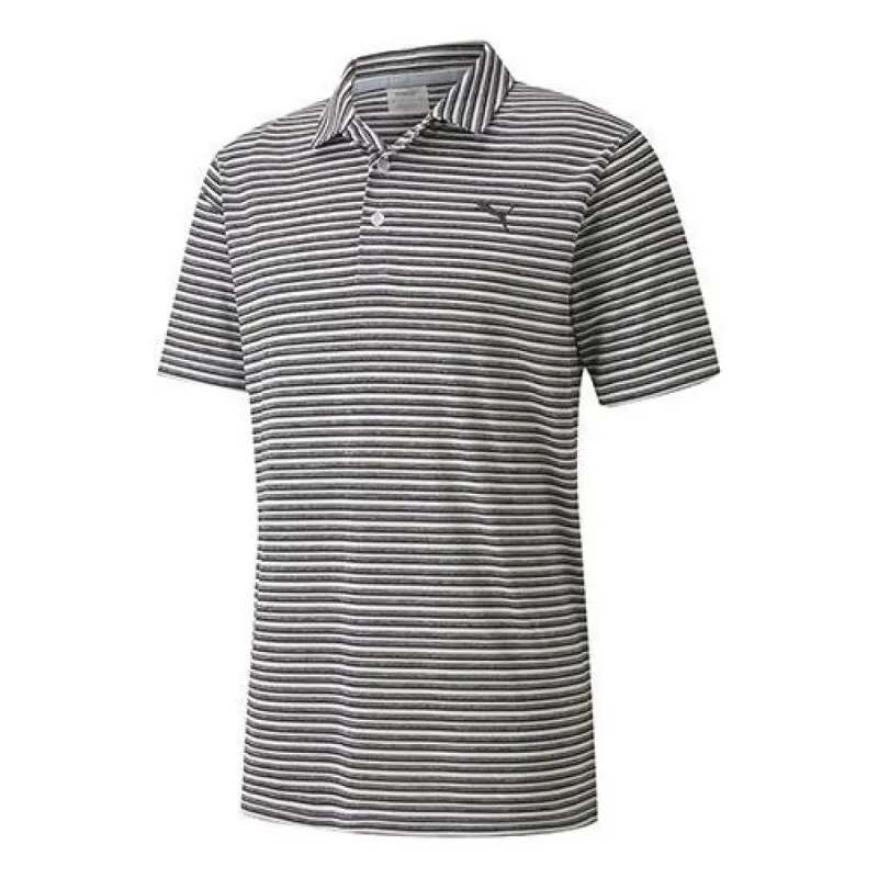 Puma Golf Stripe Polo Shirt 'Black White' 596815-01 sold by KicksCrew