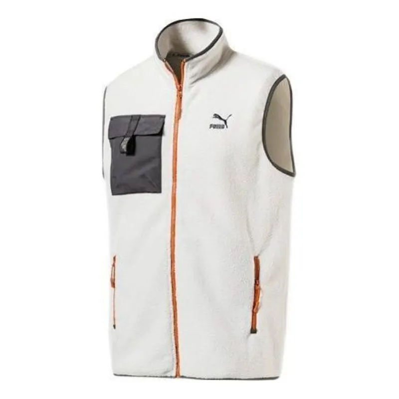 Puma XTG Trail Fleece Full Zip Pocket Vest 'White Black Orange' 596728-64 sold by KicksCrew